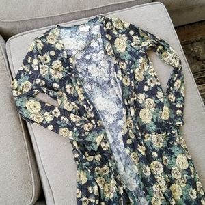 Ribbed Duster Floral Cardigan